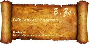 Böcskei Zsanett névjegykártya